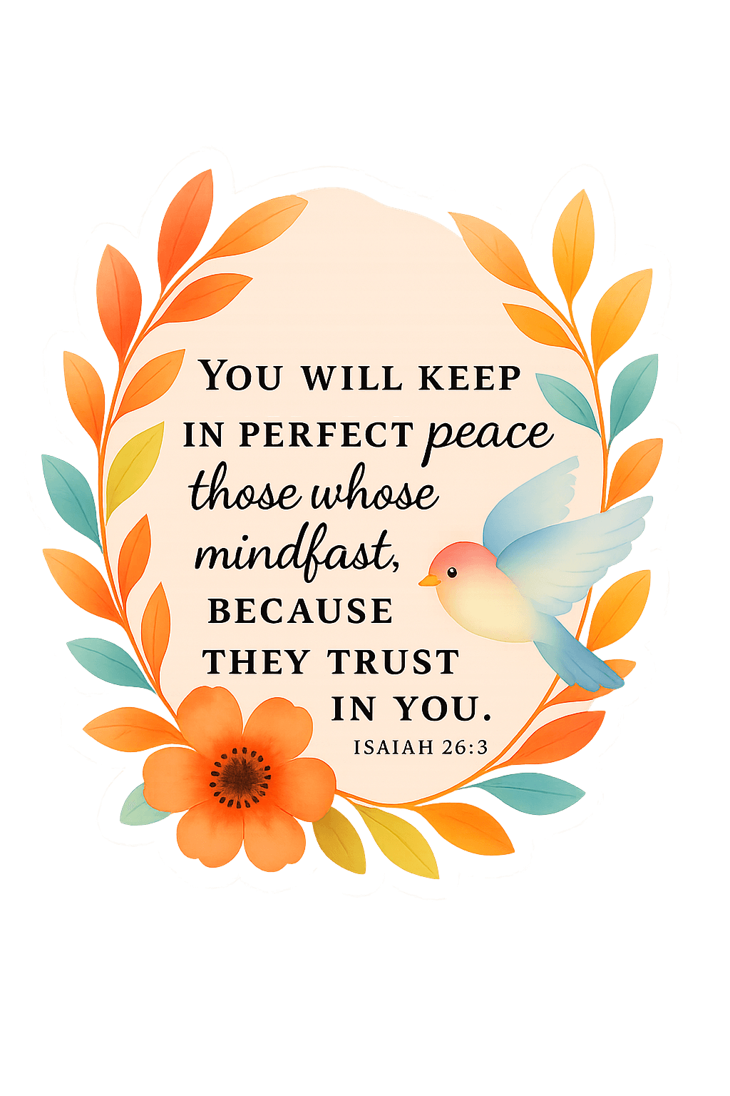 "Perfect Peace" Dove & Floral Sticker – Isaiah 26:3