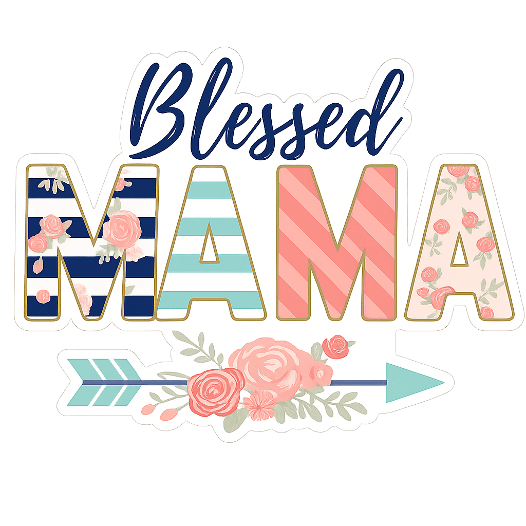 "Blessed Mama" Floral Arrow Sticker