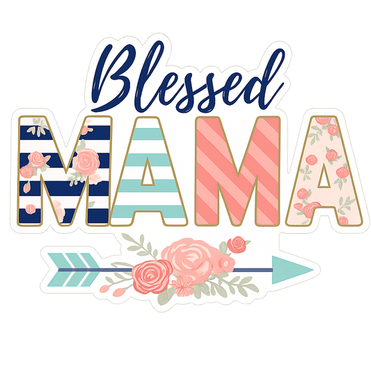 "Blessed Mama" Floral Arrow Sticker