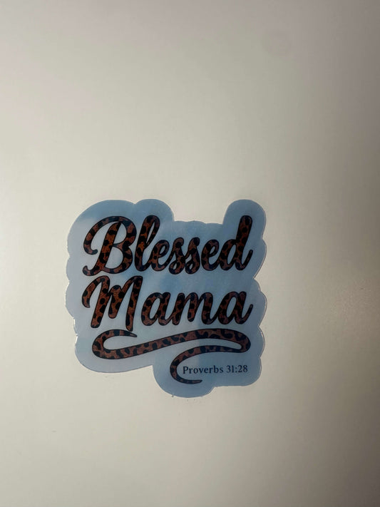"Blessed Mama" Leopard Print Sticker – Proverbs 31:28