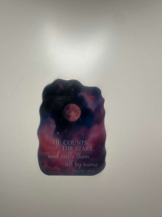 "He Counts the Stars" Galaxy Sticker – Psalm 147:4