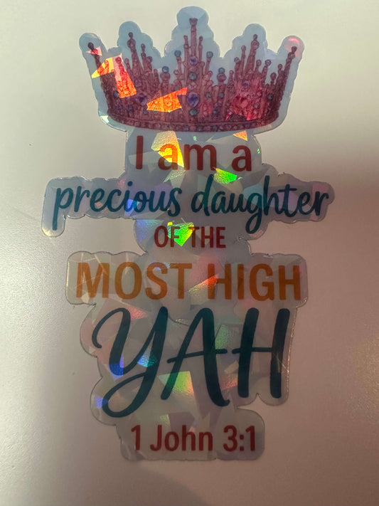 "Precious Daughter of the Most High YAH" Crown Sticker – 1 John 3:1