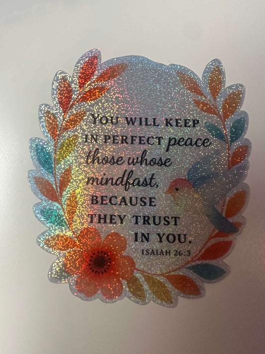 "Perfect Peace" Dove & Floral Sticker – Isaiah 26:3