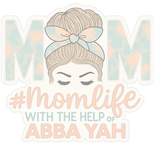 "#Momlife with Abba YAH" Camo Bow Sticker