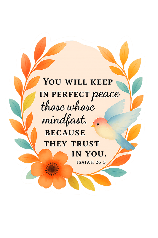"Perfect Peace" Dove & Floral Sticker – Isaiah 26:3